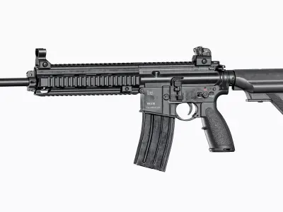 AR 15 Modular assault rifle HK416 Low-poly 3D model