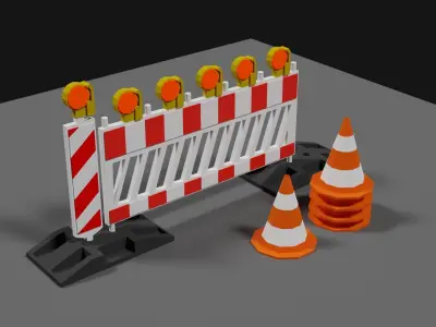 Lowpoly Street Construction Barrier Low-poly 3D model