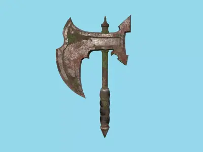 Medieval Battle Axe 06 Destroyed Rust Old - Fantasy Weaponry Low-poly 3D model