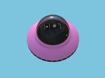 Cartoon UFO A7 - SciFi Flying Saucer - Pink Low-poly 3D model