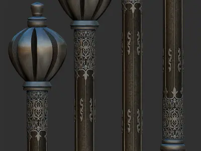Medieval mace Low-poly 3D model 13