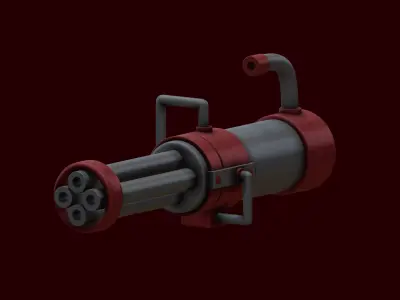 gatling gun 3d modeling Low-poly 3D model