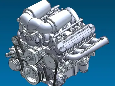 Supercar System Powertrain Assembly Stage 1 Free 3D model