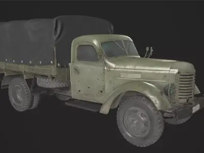 Game ready military truck with Rig Low-poly 3D model