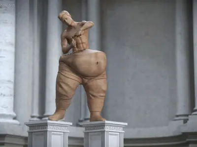 Self Made Man Sculpture Wooden 3D model