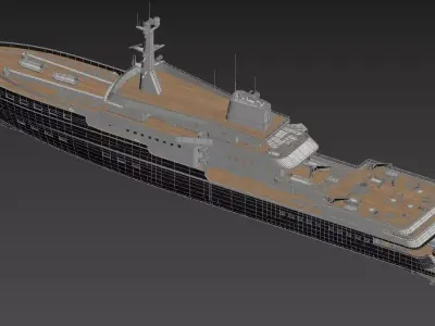 Explorer Superyacht Black Hull with Teak Decks 3D model 3D model
