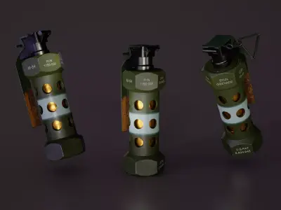 M84 Flashbang Grenade  Game Ready PBR and LODS Low-poly 3D model