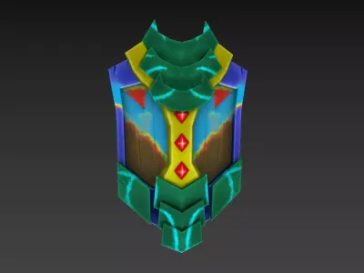 Shield Pbr gamerady handpaint Low-poly 3D model