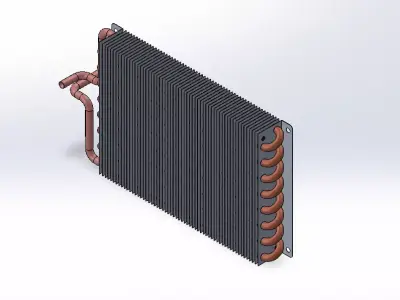 Industrial Finned-Tube Heat Exchanger - SolidWorks Assembly 3D model