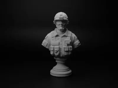 Modern Special Forces Soldier Bust Chess 3D print model purchase