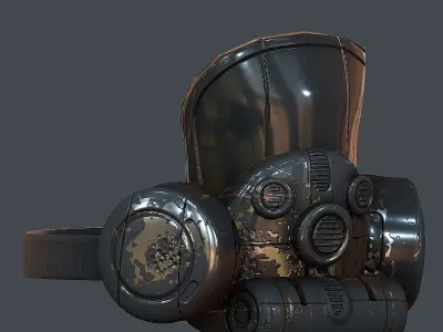 Gas mask helmet 3d model scifi Low-poly Low-poly 3D model Low-poly 3D model 25