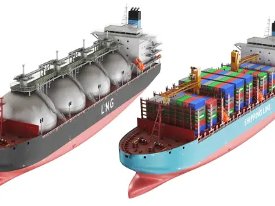 Two Detailed Ships Containers And Tanker 3D model
