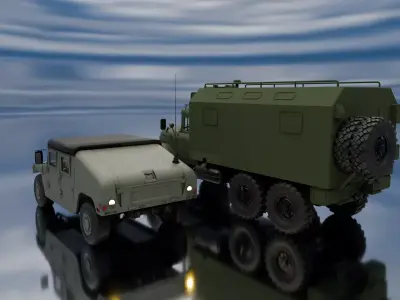 Military Cargo Truck and Tactical Humvee 3D Model Pack  Low-poly 3D model