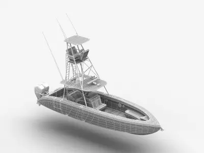 Sport fishing boat Light Grey 3D model