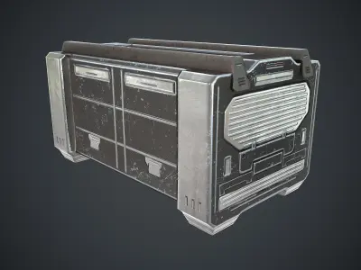 Sci-Fi Box Props Black Low-poly 3D model