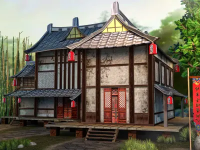 Chinese House Low-poly 3D model