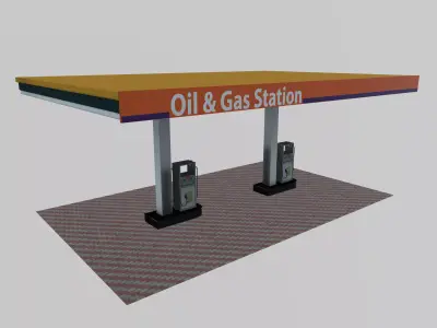 Petrol Station 3D model shop