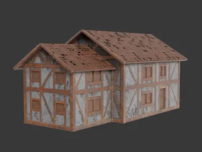 Low Poly Medieval House Low-poly 3D model
