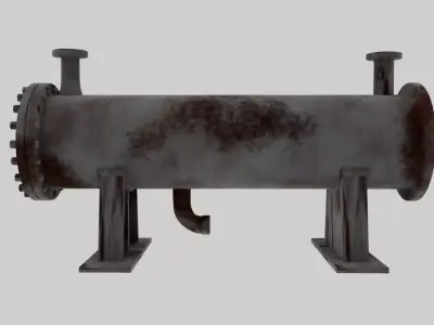 Detailed Rusted Heat Exchanger Reactor  Low-poly 3D model