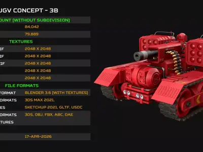 UGV Concept-3B-Red-Clean Low-poly 3D model