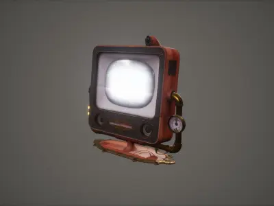 Antique Steam Punk TV Monitor Low-poly 3D model