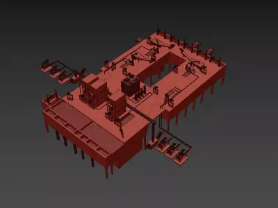Wastewater treatment plant - industrial drainage kit 3D model
