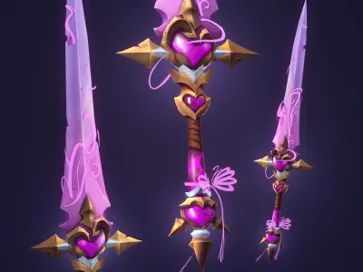 Heart Sword Low-poly 3D model