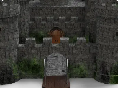 Medieval Castle Low-poly 3D model 7