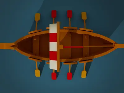 Low Poly Viking Longship Game Ready Stylized 3D Model Low-poly 3D model