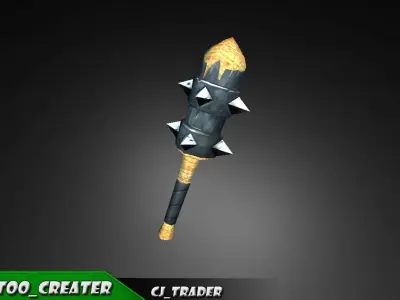 Bladed Mace Low poly Fantasy 3d model Low-poly 3D model