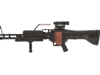 Machine Gun Low-poly 3D model shop