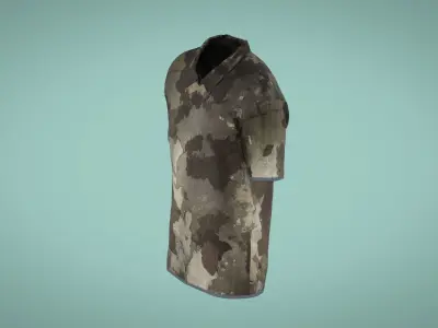 Military Outfit - T-shirt Low-poly 3D model 22