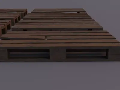 broken wooden pallets set Low-poly 3D model