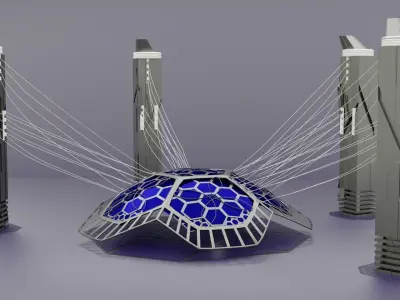 sci-fi building Low-poly 3D model get