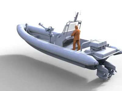 Lifeboat with driver and fire cannon 3D print model