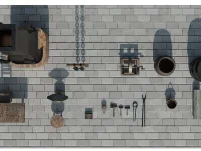 Medieval Blacksmith Props Pack 20 Forging Tools  Free low-poly 3D model