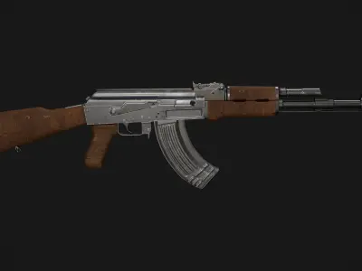 Ak 47 Low Poly  Low-poly 3D model