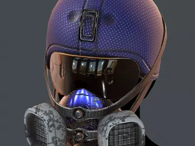 Gas mask helmet 3d model scifi Low-poly  Low-poly 3D model 3