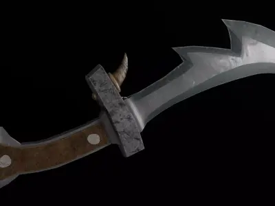 Orc Dagger with Fangs Low-poly 3D model