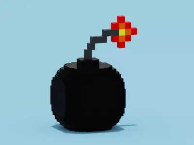 Voxel Bomb Low-poly 3D model