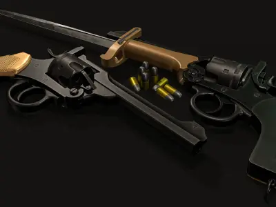 Webley Service Revolver Low Poly Low-poly 3D model