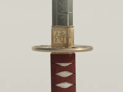 Katana Sword Low-poly 3D model 3