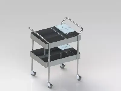 Trolley stainless steel with two shelves Free 3D model
