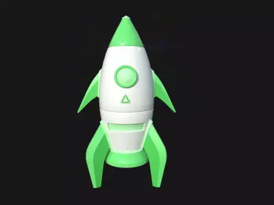 Cartoon Spaceship 08 Green - Spacecraft Vehicle SciFi Low-poly 3D model