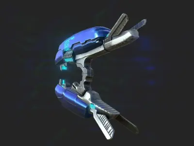 PlasmaRifle futuristic weapon with lights Low-poly 3D model