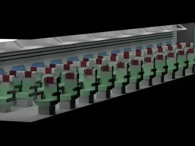 Cartoon High Speed Train Carriages Interior 3D model