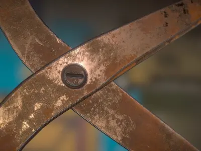 Scissors Rigged And Animated Rusty Version Low-poly 3D model