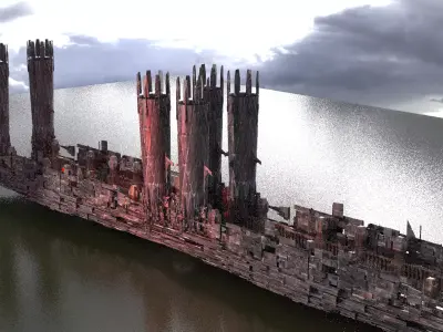 Ancient Sci-Fi ruin Bridge 3 3D model