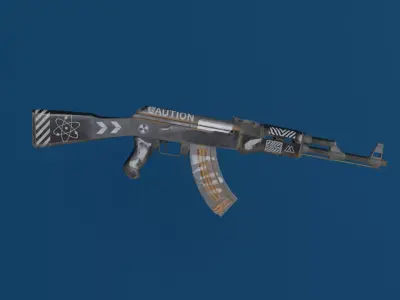 AK-47 Low Poly Game Ready Quad Topology  PBR Textures 3D model