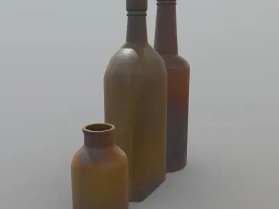 Bottles 2 vintage Low-poly 3D model